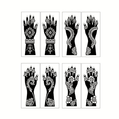 Temporary Tattoo Stencil Set 8 Sheets Reusable Hollow Floral Body Art Stencils for Airbrush Spray Paint Arms Hands Forearms Valentine Wedding Party Festival Gift Women