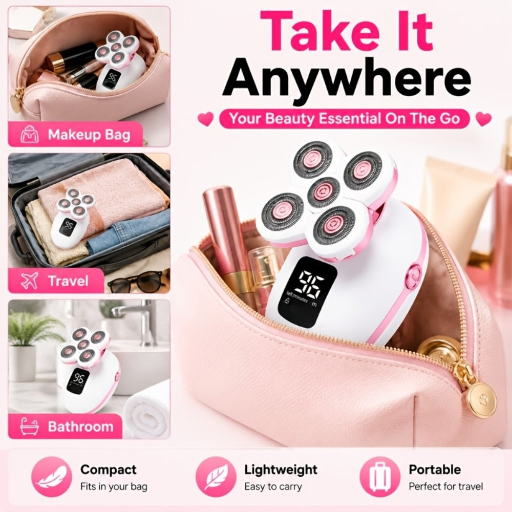 Waterproof Electric Shaver for Women & Men – IPX6 Rotary Head, Wet & Dry Body Hair Removal, Floating Head, Type-C Charging, LED Display, Underarm Leg Arm Face Shaver, Holiday Gift
