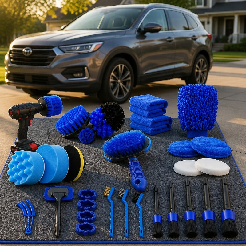 28pcs Car Wash Set, Car Wash Brush Set, Car Wash Drill Brush Set, Repair Brush, Car Wash Set, Car Wash Accessories, Car Interior, Exterior, Wheel and Tire Cleaning Tool Set.