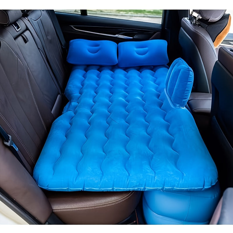 Premium Blue Gray And Beige Black Portable Inflatable Car Mattress, Car Beds for Vehicles, PVC Material, Suitable for Backseat Sleeping, Outdoor Camping Picnic Travel Cushion Bed, Car Additions for Men