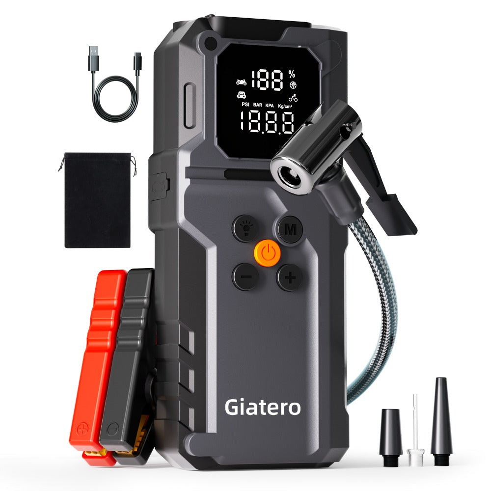 Jump Starter 10000A with Air Compressor Tire Inflator – Heavy Duty Portable 12V Emergency Battery Booster for Gas Engines Up to 14.0L & Diesel 12.0L, Cars Trucks SUVs Motorcycles, Digital Display