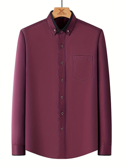 Men's Colorblock Long Sleeve Dress Shirt - Wrinkle Resistant