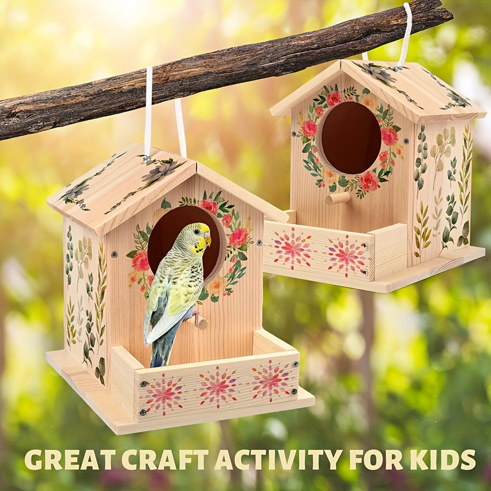 Wooden Birdhouse Building Kit for Kids – DIY Build & Paint Bird House Arts Crafts STEM Activity with Paint & Brushes, Birthday Christmas Gift Boys Girls Ages 4-12