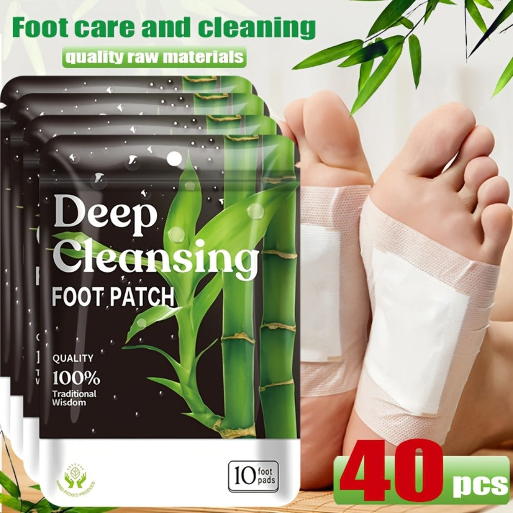 Detox Foot Patches with Bamboo Vinegar Ginger & Lavender — Natural Plant Formula Deep Cleansing Overnight Foot Pads, Moisturizing Soothing Foot Care for Tired Aching Feet, Home Spa Wellness Gift
