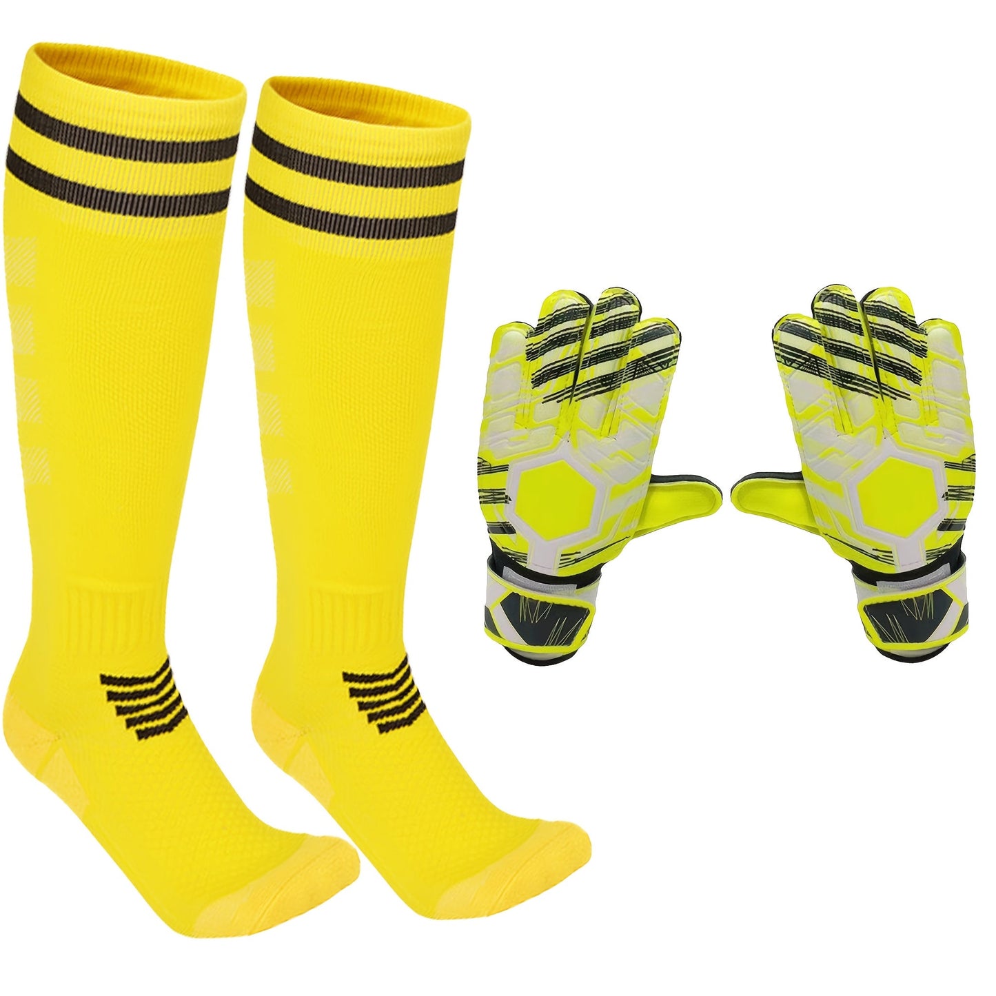 Goalkeeper Gloves with Finger Protection Thickened Latex Anti-Slip + Football Socks Set Adult Men Women Professional Soccer Goalie Gloves Red Sizes 6-10