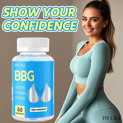 Women's BBL & BBG Herbal Gummies – Bum & Chest Enhancement Support Supplement for Women, Strawberry Flavor, 60 Gummies 30-Day Supply
