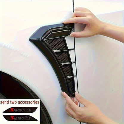 Car Shark Gill Fender Vents - Matte Black TPU Self-Adhesive Side Vent Stickers, Anti-Collision Exterior Styling Decoration for Sedans, Trucks & SUVs, Aggressive Sport Look Upgrade (2-Piece Set)