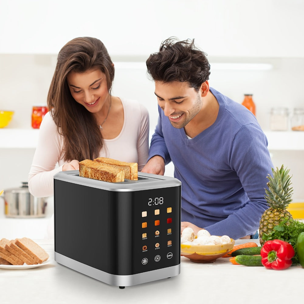 2 Slice Toaster with Touch Screen – 1.5" Wide Slot for Bread, Bagels & English Muffins, 6 Bread Types, 5 Toast Shade Settings, Cancel & Defrost Functions