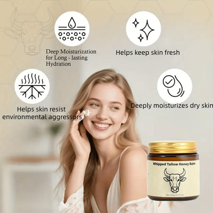 Grass-Fed Butter Whipped Moisturizing Cream 2pcs - Natural Honey-Infused Formula for Face & Body | Deep Hydration, Moisture Lock | Sensitive Skin | Men & Women | Handcrafted