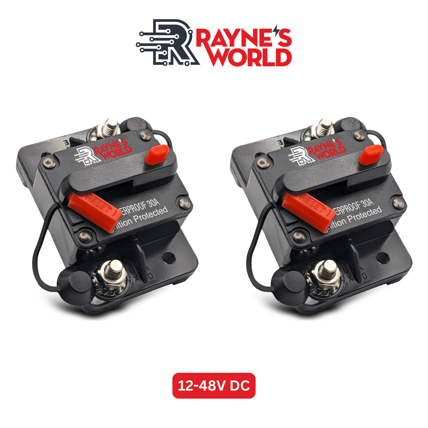 2 PACK 30-300 Amp 12V-48V DC Waterproof Circuit Breaker Manual Reset - Great for Car Stereo, Solar Power Systems, Automotive, ATV, Marine, Boat Trolling Motors