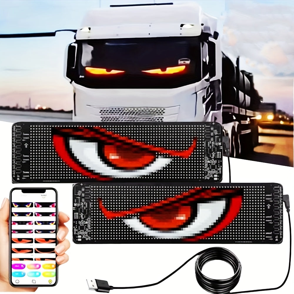 LED Fun Display Compatible for DIY Text/Pictures/Gifs - Devil's Eye Flexible Screen with 5V/36V LED Sign Cable, Car/vehicle Dashboard Display, ized Driving/Riding Companion, Valentine's Gift (DIY Content)