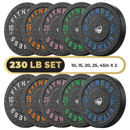 Bumper Plates Colored Rubber Weight Plates – 2-Inch Olympic Barbell Plates for Weightlifting & Strength Training, High Bounce Floor Protection, Low Odor, Non-Slip Surface, Home Gym & Commercial Gym