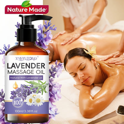 Lavender Massage Oil for Body 3.38oz — Natural Nourishing & Hydrating Formula for All Skin Types, Calming Aromatherapy, Couples Massage Oil, Gentle Non-Irritating Skincare Gift for Women