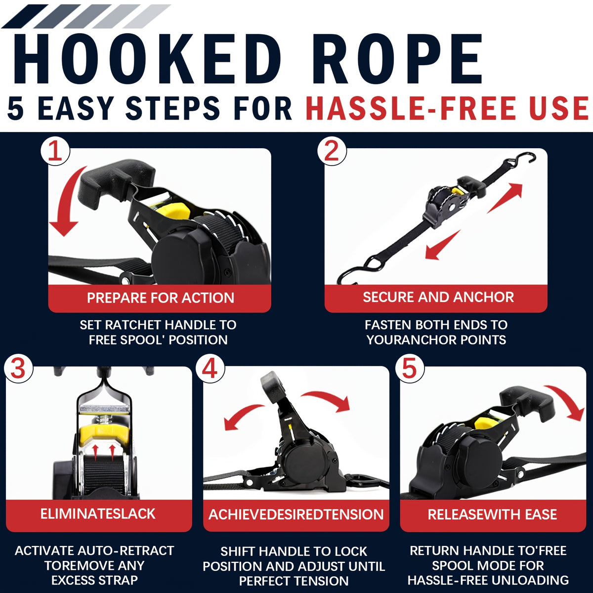 Set of 2pcs Retractable Ratchet Tie-Down Straps, Featuring Automatic Self-Locking Mechanism, High-Density Oxford Fabric Webbing, And Automatic Webbing Retraction. Suitable for Securing Cargo on Trucks, Trailers, Motorcycles, Appliances