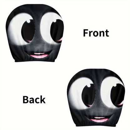 Cute Cartoon Car Seat Covers 2pcs – Universal Fit Soft Polyester Knit Seat Protectors for Women & Girls, Stylish Interior Accessories, Durable Vehicle Seat Protection with Playful Character Design