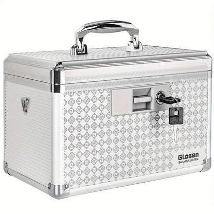 Locking Medicine Storage Box Aluminum Alloy with Key Lock & Handle – High-Capacity Family Medicine Organizer, First Aid Lockbox for Home, Travel & Office, Small & Medium