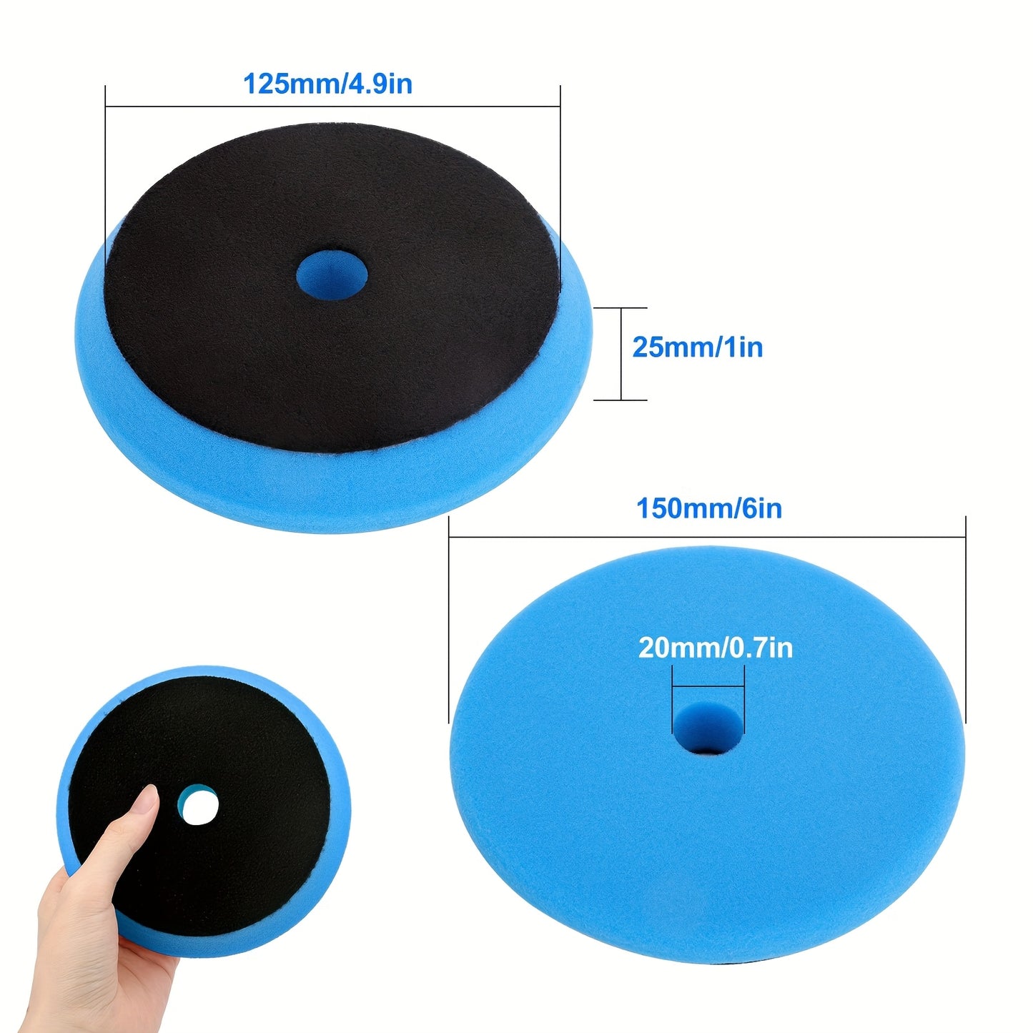 Sponge Rubber Polishing Disc Set, 5pcs 6-Inch Beveled Edge Foam Buffing Pads, Fine Grit Wheel Tools For Automotive Detailing, Car Shine Enhancement And Sanding