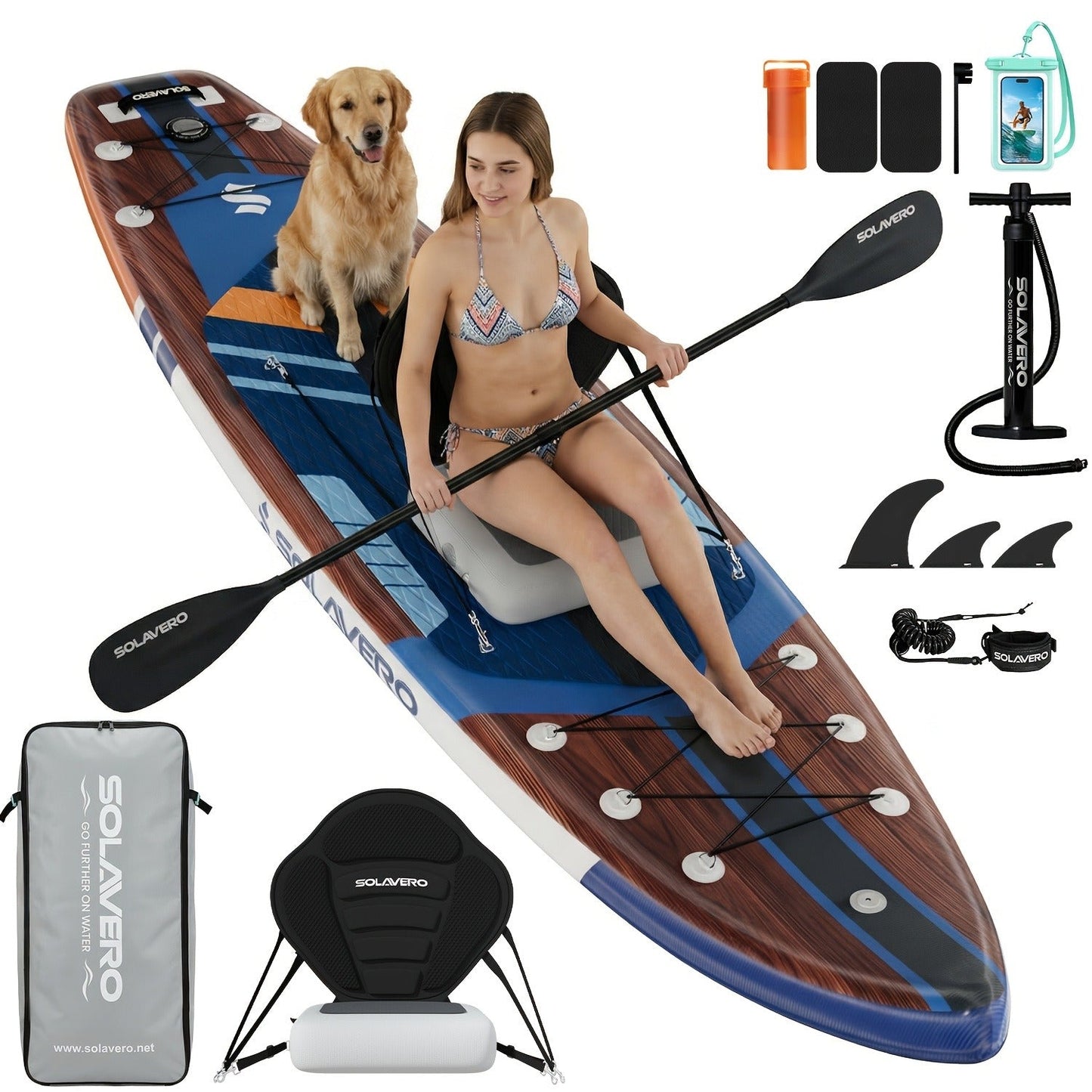 Stand Up Paddle Board Inflatable SUP 10'6" & 11'6" - Non-Slip EVA Deck, 180kg Capacity, All-in-One Accessories Kit with Pump, Adjustable Paddle, Ankle Leash, Phone Pouch & Fins for Yoga Fishing Surfing