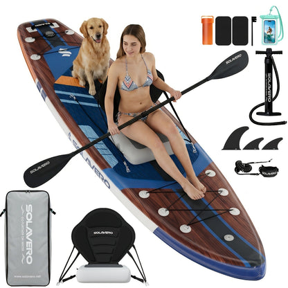 Stand Up Paddle Board Inflatable SUP 10'6" & 11'6" - Non-Slip EVA Deck, 180kg Capacity, All-in-One Accessories Kit with Pump, Adjustable Paddle, Ankle Leash, Phone Pouch & Fins for Yoga Fishing Surfing