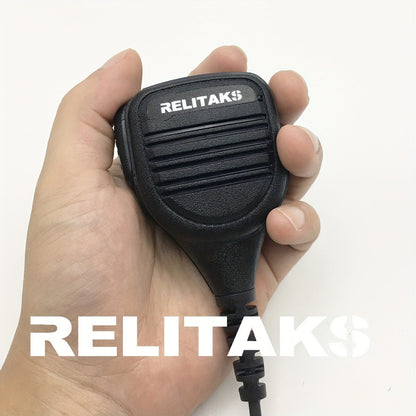 RELITAKS Handheld Two-Way Radio Speaker Mic – K-Head Connector, Coiled Cord, Compatible with Baofeng, TYT & More, No Battery