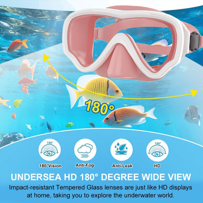 Panoramic HD Diving Mask Anti-Fog Tempered Glass Snorkel Mask with Nose Cover for Adults Youth Scuba Diving Snorkeling Swimming Pink Blue Black