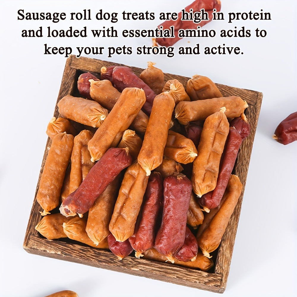 Soft Chew Dog Sausage Treats – Chicken & Duck Flavor, High Protein Fresh Meat Training Treats for Small, Medium & Large Dogs, Positive Reward Snack (7.1oz / 1.8lbs / 2.7lbs / 14.1oz)
