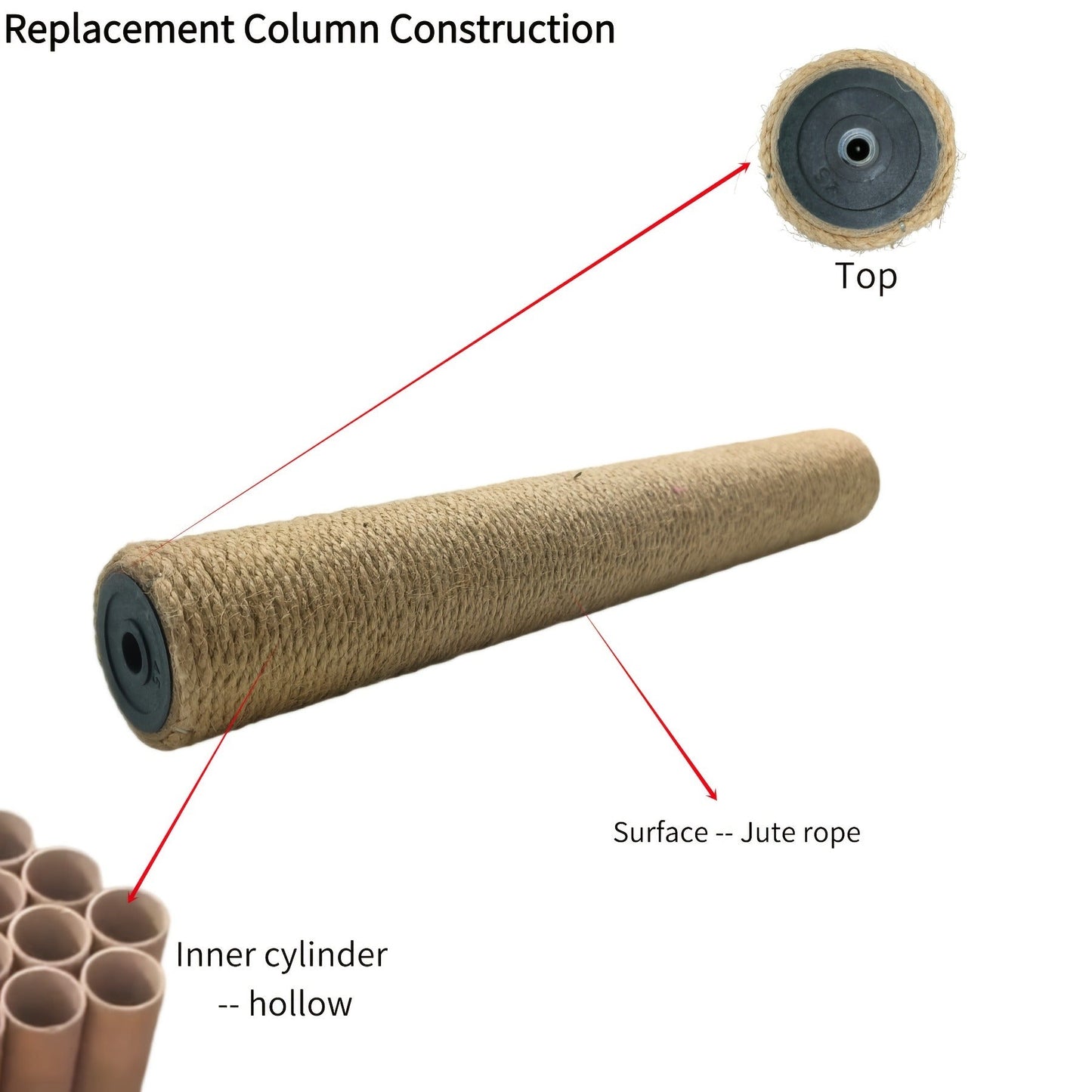 Multi-Level Sisal Cat Scratching Post 4-in-1 with 6 Wooden Balls 2 Hanging Balls & 2 Feather Teaser Toys - Premium Thickened Sisal Anti-Slip Base for Indoor Cats M L XL + Replacement Pillars