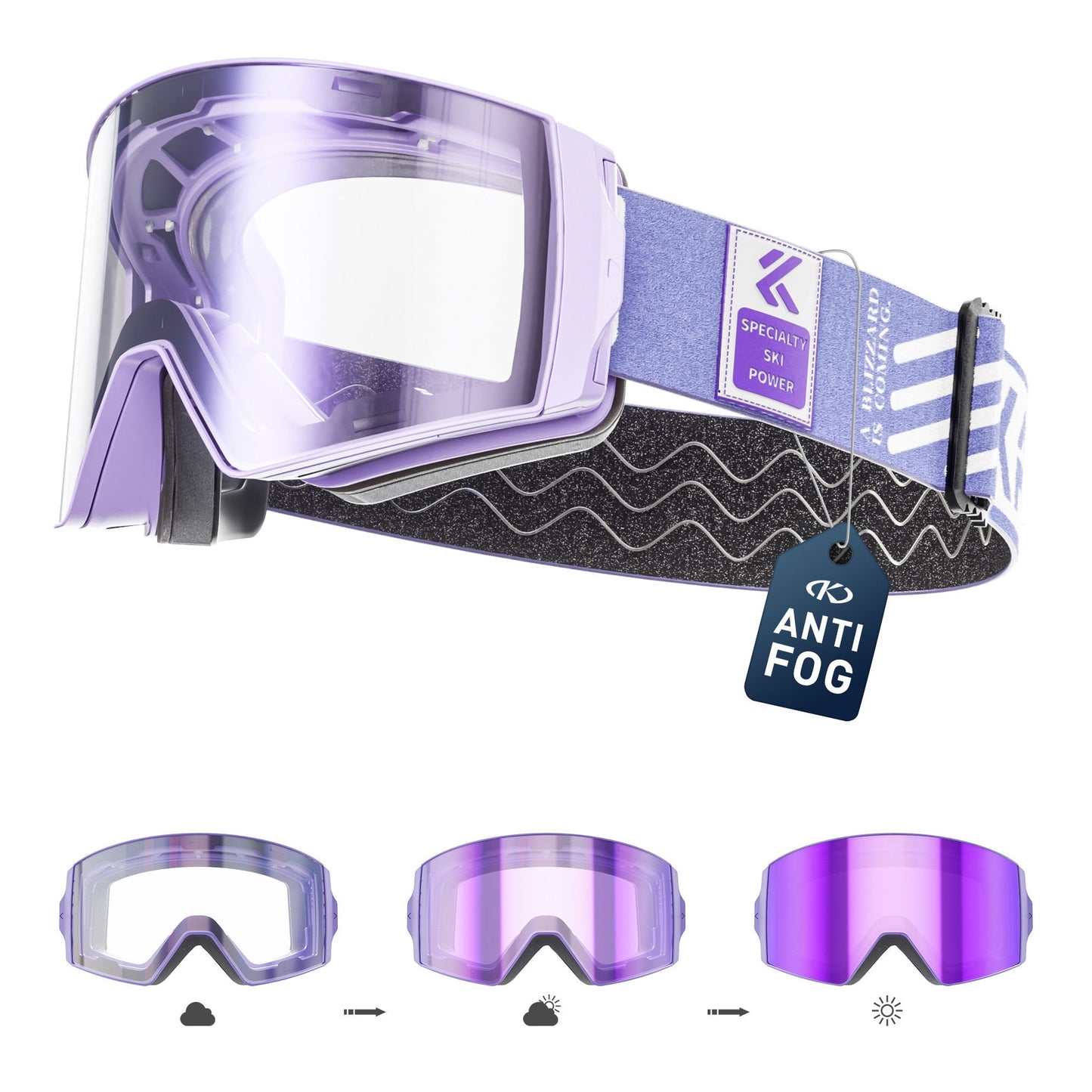Magnetic Photochromic Ski Goggles OTG Helmet Compatible – 16-Point Magnetic Swap Lens, Triple-Layer Foam, Double Anti-Fog Dual-Layer PC 99.99% UV Protection for Men & Women, Includes Case & Bag
