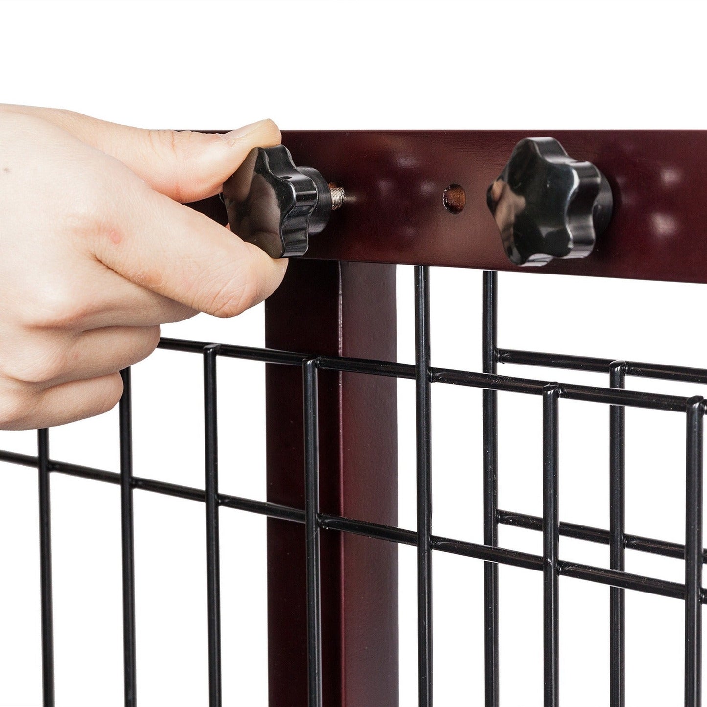 Freestanding Pet Gate for Dogs & Cats - Solid Wood Dog Gate for House, Adjustable 40" to 71" Wide, Indoor Dog Fence for Doorways Stairs Hallways, No-Drill Extra Wide Baby Gate