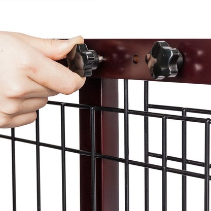 Freestanding Pet Gate for Dogs & Cats - Solid Wood Dog Gate for House, Adjustable 40" to 71" Wide, Indoor Dog Fence for Doorways Stairs Hallways, No-Drill Extra Wide Baby Gate
