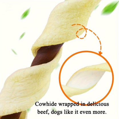 Dog Chew Treats Chicken & Duck Wrapped Cowhide Sticks – High Protein Beef Skin Stuffed Snacks, Long-Lasting, Easy to Digest, Training Reward for Dogs, 5.29oz (Chicken or Duck Flavor)
