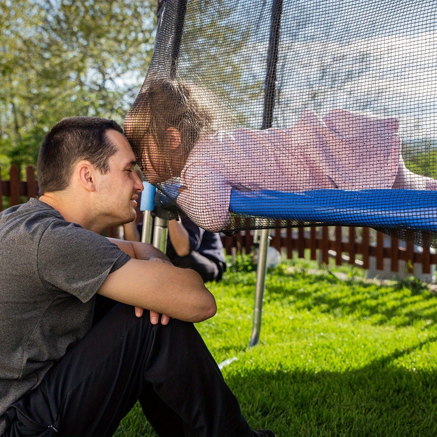 Trampoline Safety Net Replacement 12FT 14FT – PE Enclosure Net with Zipper Door & Safety Buckles for 8 Straight Poles