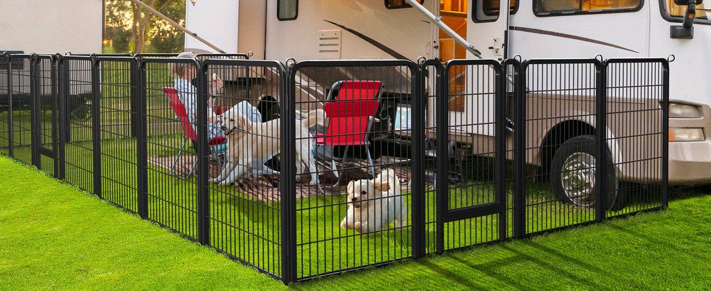 Dog Playpen Heavy Duty Foldable - 8 & 16 Panel Pet Exercise Pen for Large Medium Small Dogs, Portable Indoor Outdoor Puppy Pen for Yard Garden Camping RV, 24"/32"/40" Panel Height