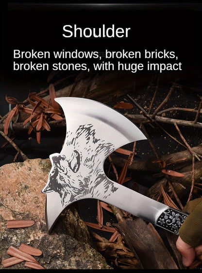 Tactical Axe Set Outdoor Multifunctional Knife Tool Card 3-4 Piece Kit for Hiking Camping BBQ Survival Wolf Head Axe Option