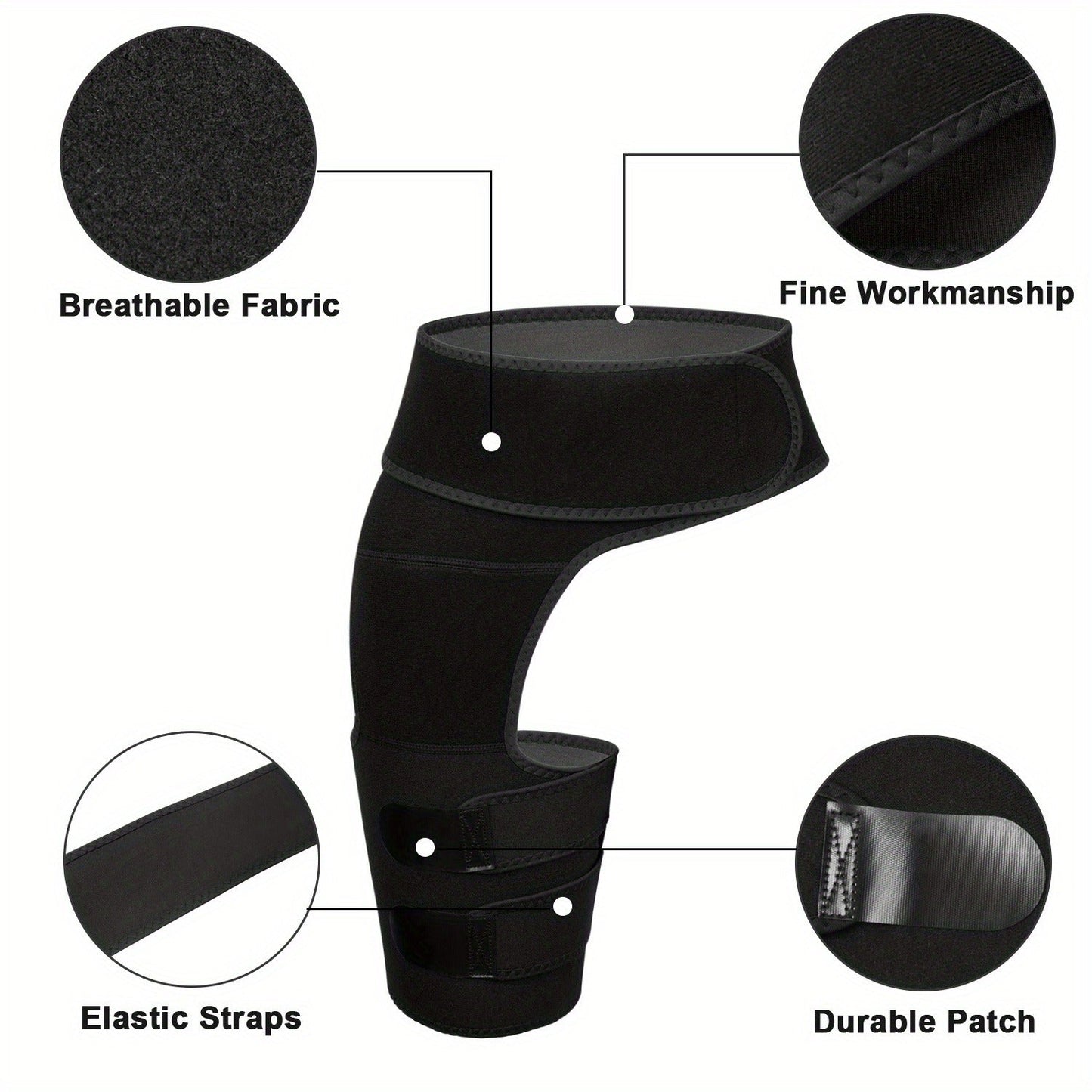 Groin Support Wrap & Thigh Compression Brace for Men & Women – Adjustable Hip Joint Stabilizer for Sciatica, Hamstring & Groin Injury Recovery, Gym & Sports Use