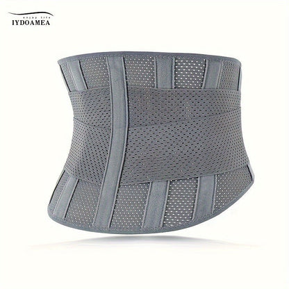 Breathable Back Brace Air Mesh with 4 Steel Plates & 2 Spring Stays – Anti-Skid Adjustable Lumbar Support Belt for Work, Men Women, S–XXL in 3 Colors