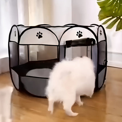 Foldable Octagonal Pet Tent & Playpen – Oxford Cloth Scratch-Resistant Dog Cage & Cat Kennel for Indoor & Outdoor Use, Portable Pet Fence for Puppies & Cats, Travel & Camping, M/L/XL