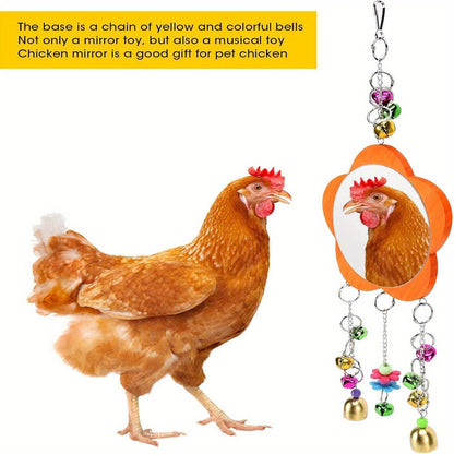 Chicken Coop Toys Set – Xylophone, Swing, Mirror, Step Ladder & Pecking Toys for Hens, Wood & Colorful Bead Enrichment Accessories for Backyard Chickens & Parrots, 5pcs or 9pcs