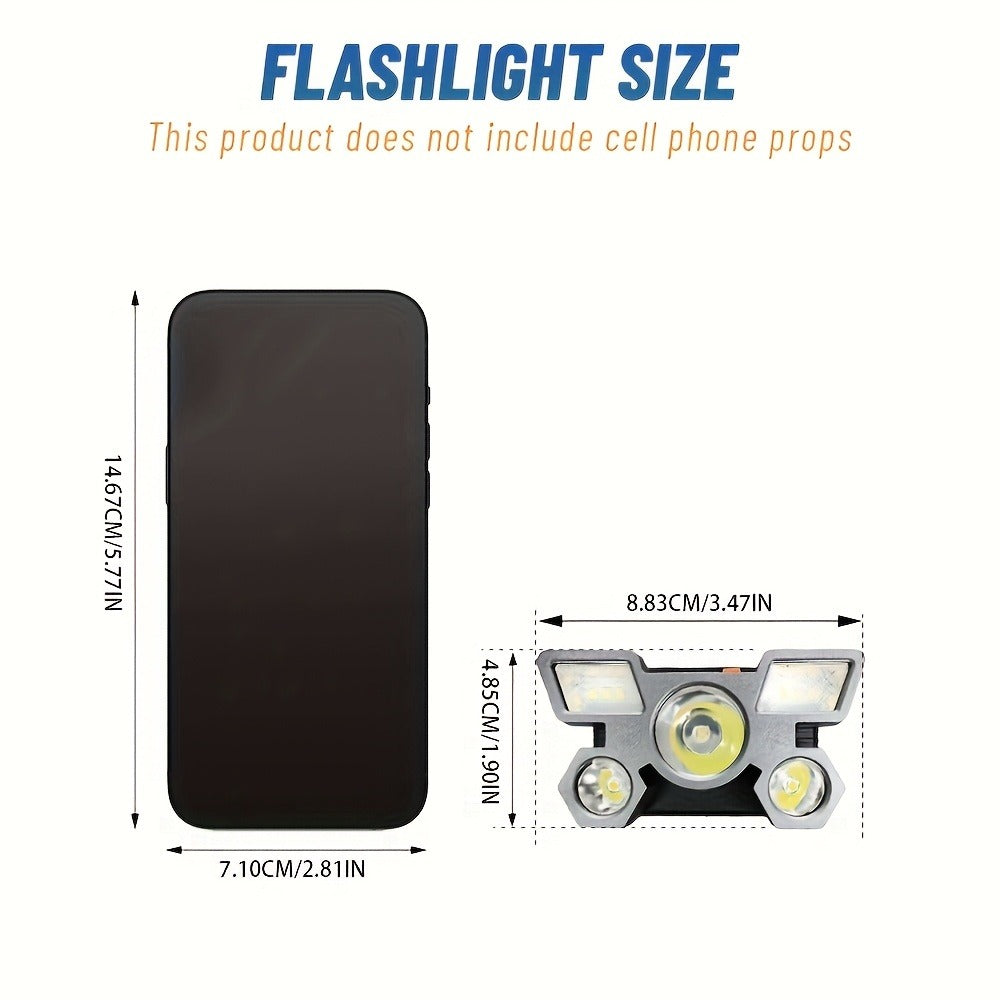 USB Rechargeable Headlamp 2 Pack 5 LED 4 Modes IP44 Waterproof Head Torch for Outdoor Fishing Camping Emergency