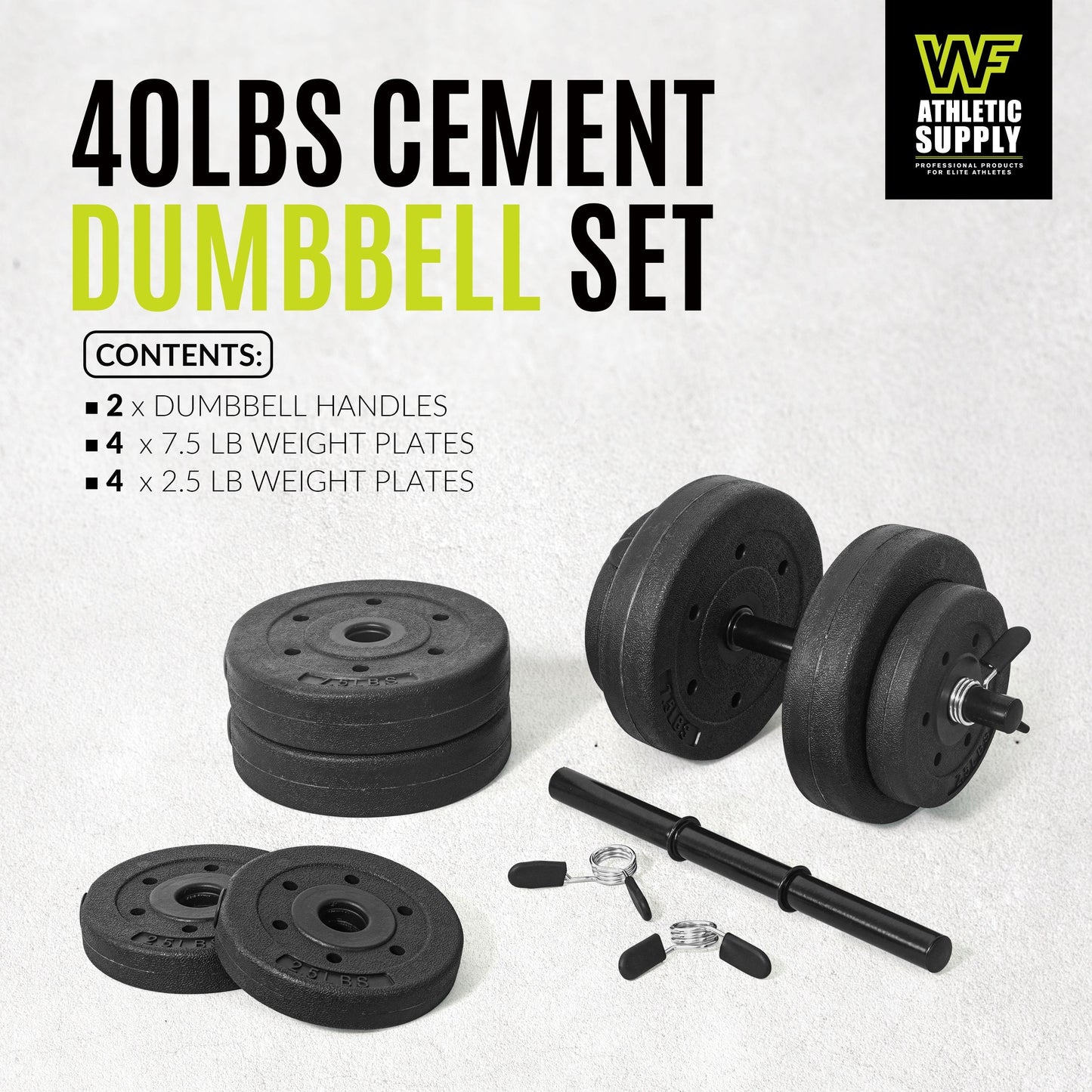 Vinyl Dumbbell Set 40LB All-Purpose with 2.5LB & 7.5LB Weights and Spring Collars for Strength Training & Home Gym Workouts