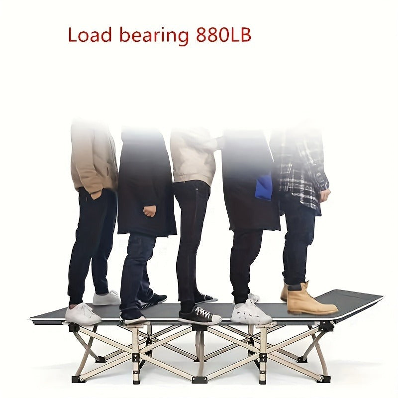 Camping Cot 74 Inch Heavy Duty Folding Bed – Portable Foldable Sleeping Cot with Double-Sided Plaid Mattress & Carry Bag, Outdoor Lounger for Sports Field, Backyard & Guest Use (74x30 in)
