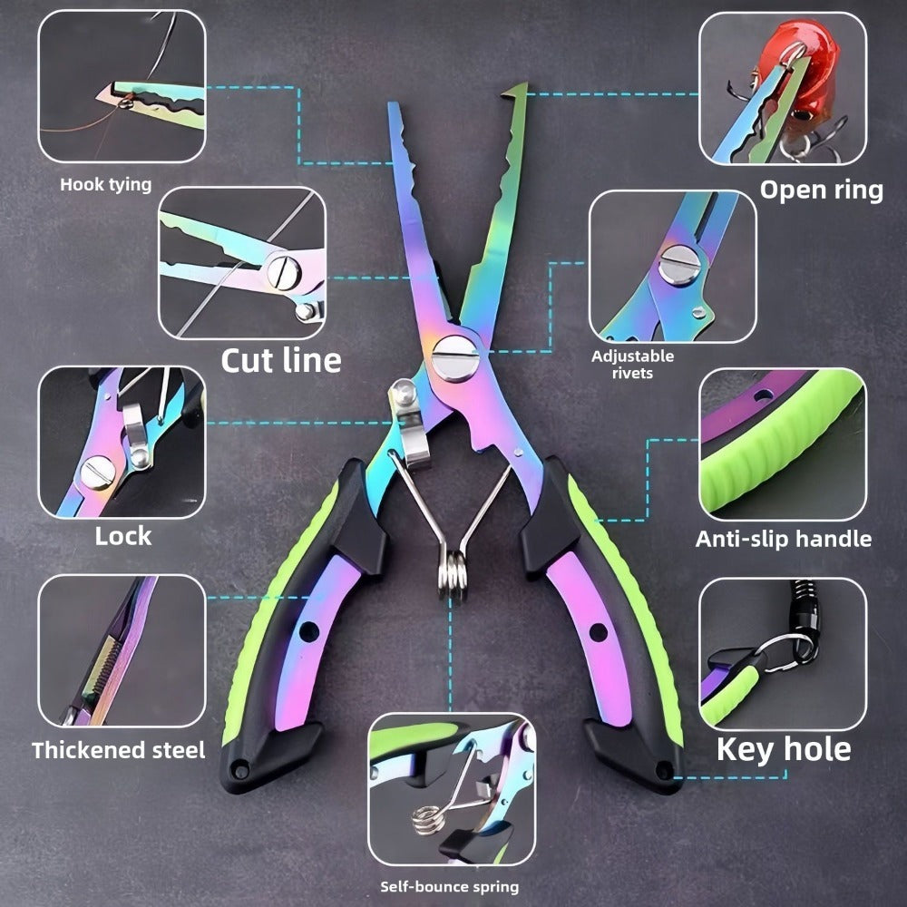 Fishing Pliers & Fish Gripper Set – Stainless Steel Hook Remover, Eagle-Beak Scissors, Line Retriever & Storage Bag