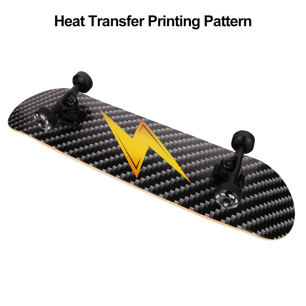 Graphic Skateboard 31 Inch 7-Ply Maple Deck ABEC-7 Bearings, Lightning Skull Monster