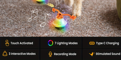 Automatic Rolling Dog Ball Toy with Rope - Motion-Activated Wicked Ball with Voice Recording, Interactive Self-Moving Stimulation Toy for Small Medium Dogs, Relieves Boredom & Anxiety
