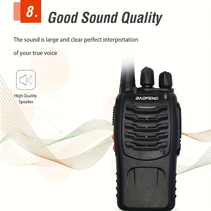 Baofeng BF-888S Walkie Talkies 16 Channel UHF Long Range Two Way Radio Rechargeable with Earphones for Camping Hiking Hunting Outdoor