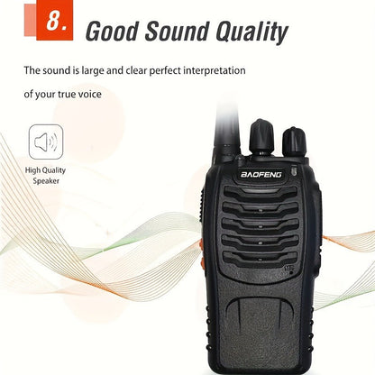 Baofeng BF-888S Walkie Talkies 16 Channel UHF Long Range Two Way Radio Rechargeable with Earphones for Camping Hiking Hunting Outdoor