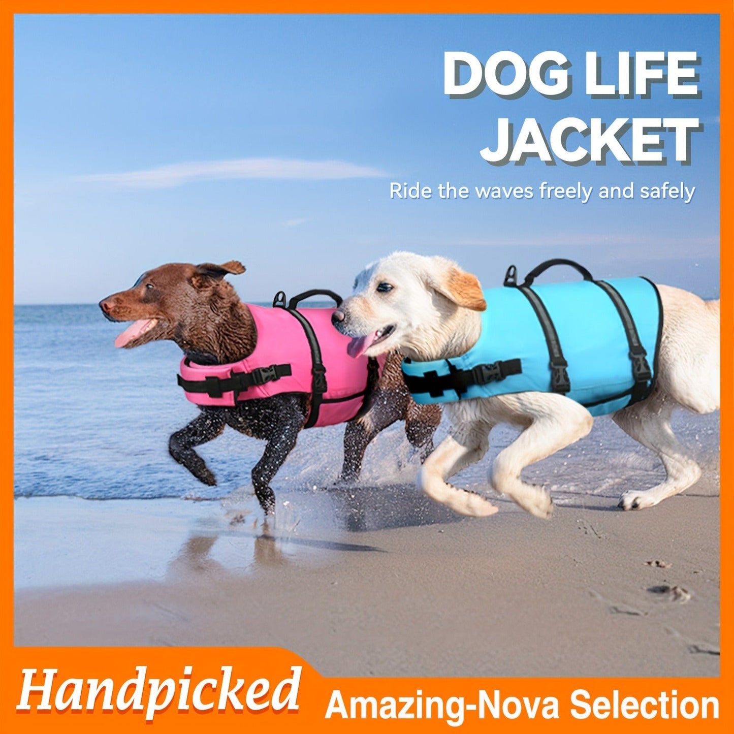 Dog Life Jacket Ripstop Swim Vest with Handle – Buoyancy Flotation Dog Life Vest for Swimming, Boating & Water Safety, Sizes XS to XL, 6 Bright Colors for Small Medium Large Dogs