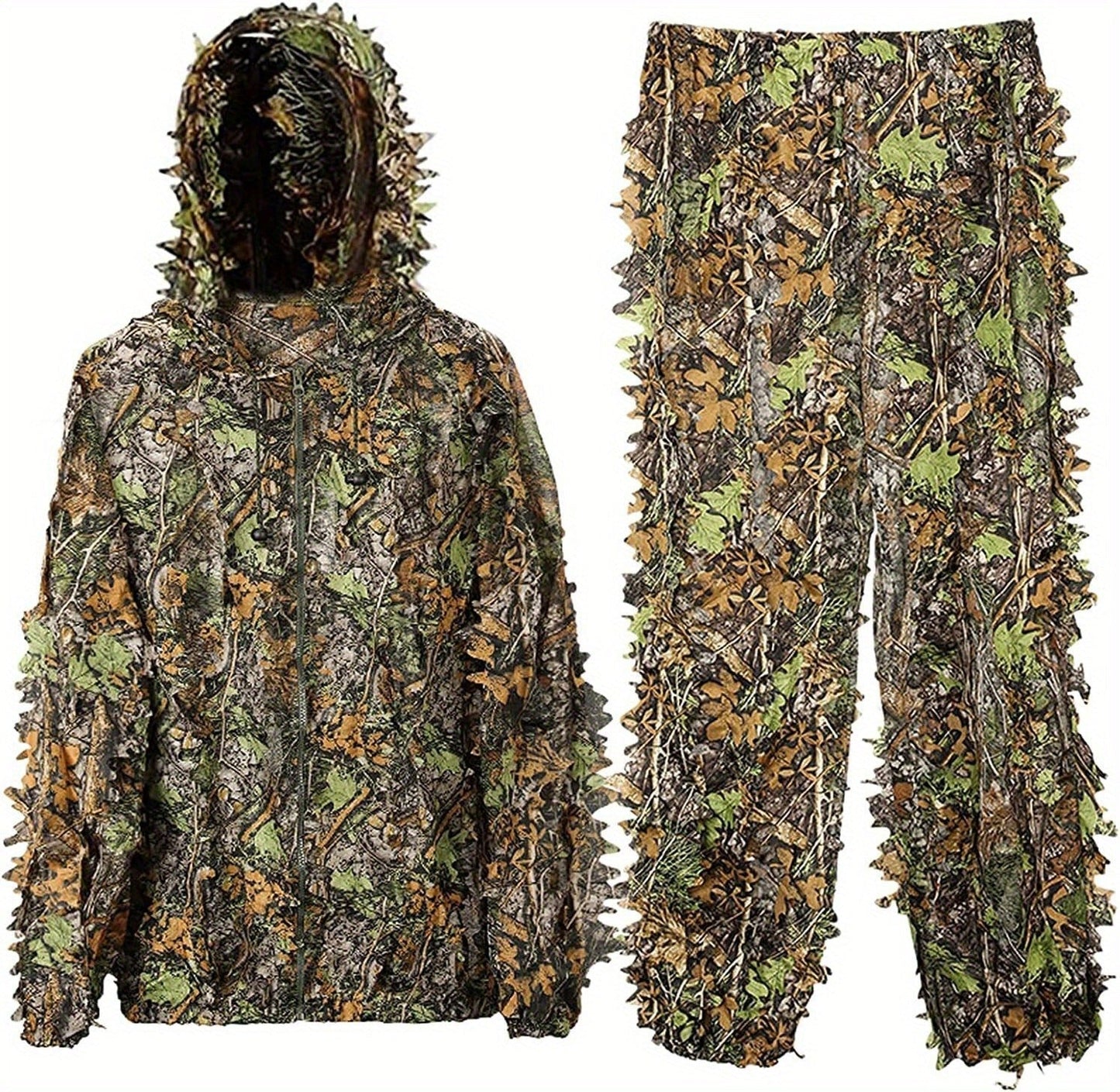 3D Leaf Ghillie Suit Lightweight Camouflage Hunting Suit for Men Women - Full Body Camo Outfit for Wildlife Photography, Birdwatching, Airsoft, Spring Summer Autumn Outdoor Training