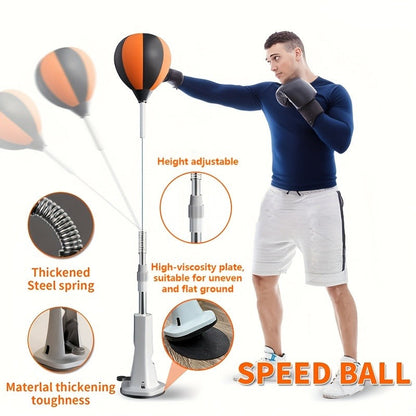 Boxing Reflex Ball with Suction Cup & 2 All-Terrain Bases – Speed Training Punching Ball for Adults & Youth, Adjustable Size