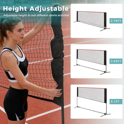 Badminton Volleyball Net Portable Adjustable Height 10ft 14ft 17ft Weather-Resistant Outdoor Indoor Backyard Pool Court Net with Carry Bag for Backyard Lawn Beach Park Play